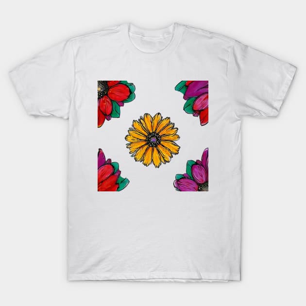 Colorful Flowers Drawing T-Shirt by PhotoSphere